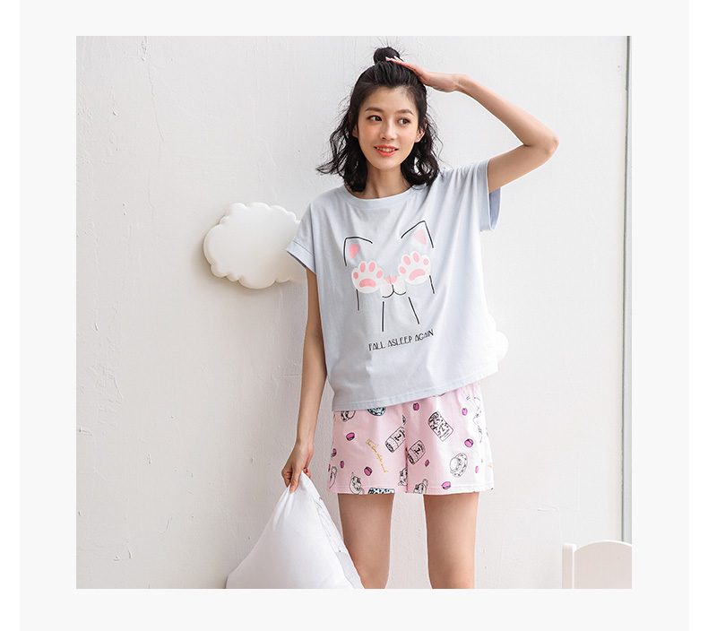 Dễ thương mùa hè bông cha mẹ và con mặc đồ ngủ dễ thương phim hoạt hình ngắn- tay quần short phụ nữ lớn trẻ em nhà dịch vụ phù hợp với pijama bé trai