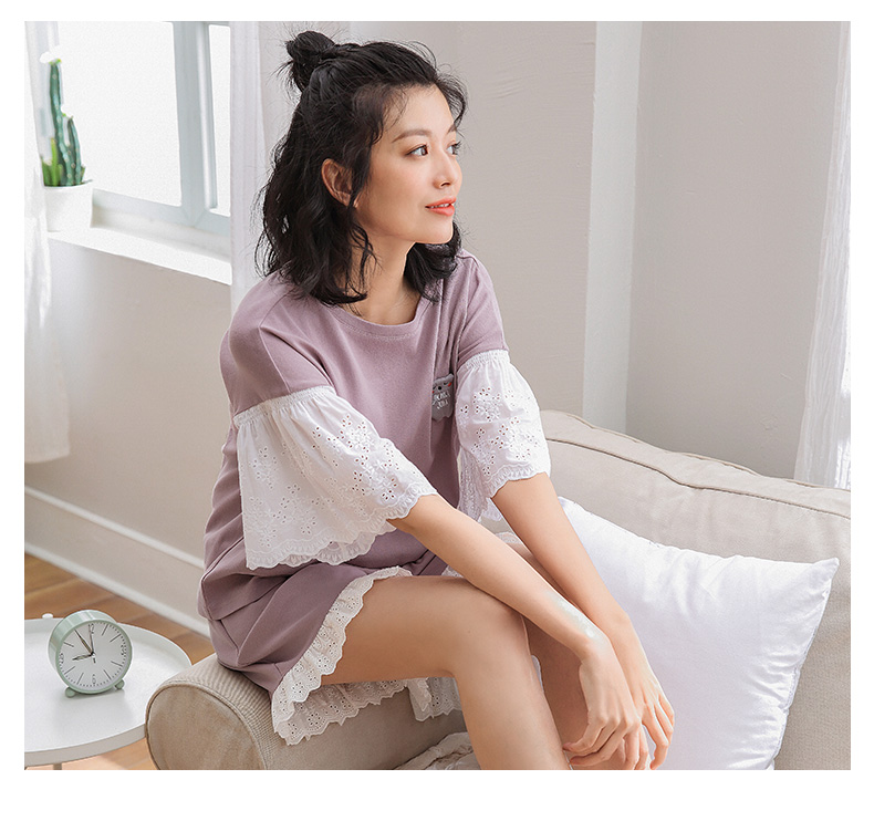Mùa hè dễ thương cotton cha mẹ và con mặc đồ ngủ Hàn Quốc cô gái ngắn tay quần short ladies big trẻ em của dịch vụ nhà phù hợp với bộ pijama