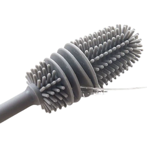 Вращающаяся щетка для чашек, щетка для бутылок, специальная длинная ручка для очистки пятен от чая с жесткой щетиной из силиконовой щетины для чашек