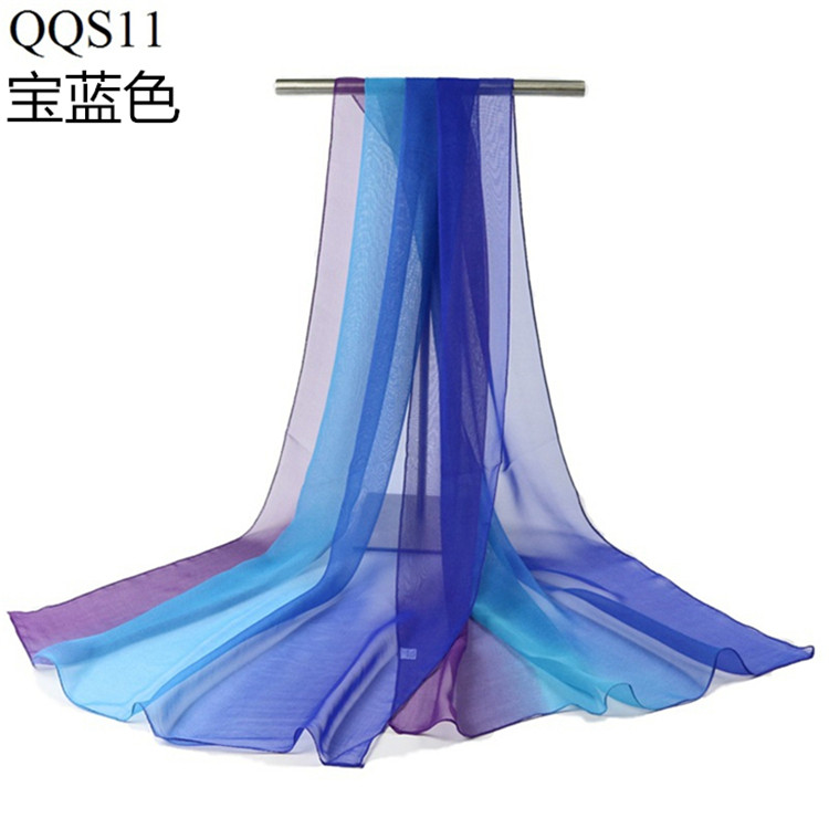 Multi-color silk scarf Elegant socialite body suit Silk scarf with artifact long version of dance suit Chiffon pleated shawl