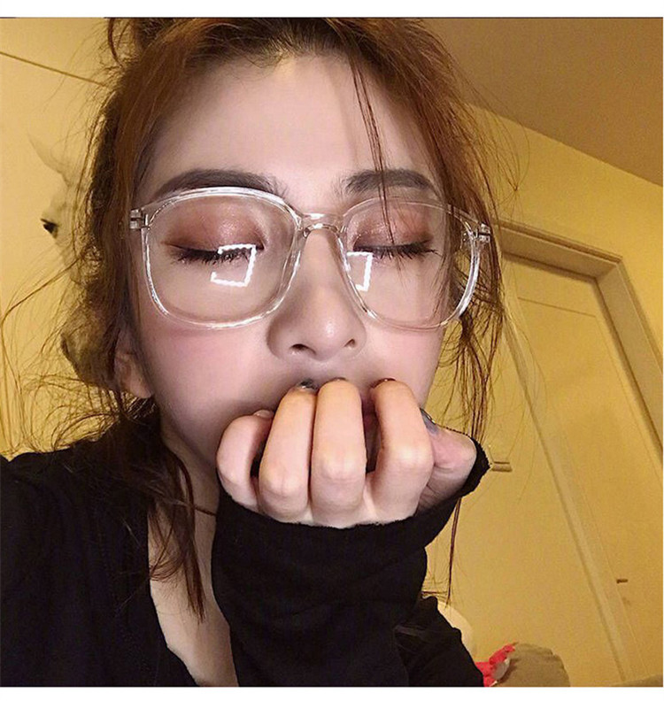 Mạng lưới gió đỏ hộp lớn trong suốt kính phẳng trong suốt kính nữ khung hình Hàn Quốc của phụ nữ cận thị kính cá tính khung kính thời trang nữ
