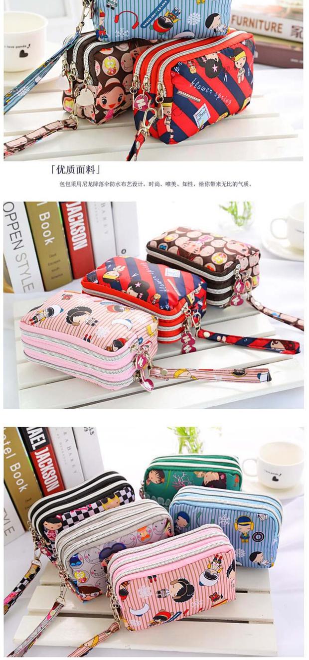 Harajuku công suất lớn 6 inch túi điện thoại di động phụ nữ ví tiền tạp hóa cầm tay ba đô la phân loại túi sinh viên ví ví đựng card