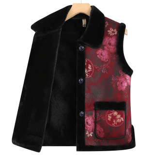 中老年人奶奶装加厚马甲皮毛一体背心妈妈装秋冬季老太太衣服坎肩