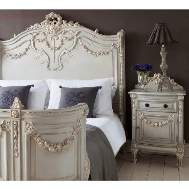 French solid wood hand-carved head cabinet Antique antique storage cabinet Model house villa furniture can be customized