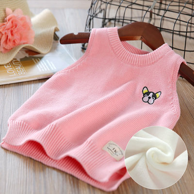 2020 Autumn Winter Waistcoat Chia Children Plus Suede Thickened Vest Warm Pure Cotton Sweater Big Kid Kid Clothes Kan Shoulder Damp