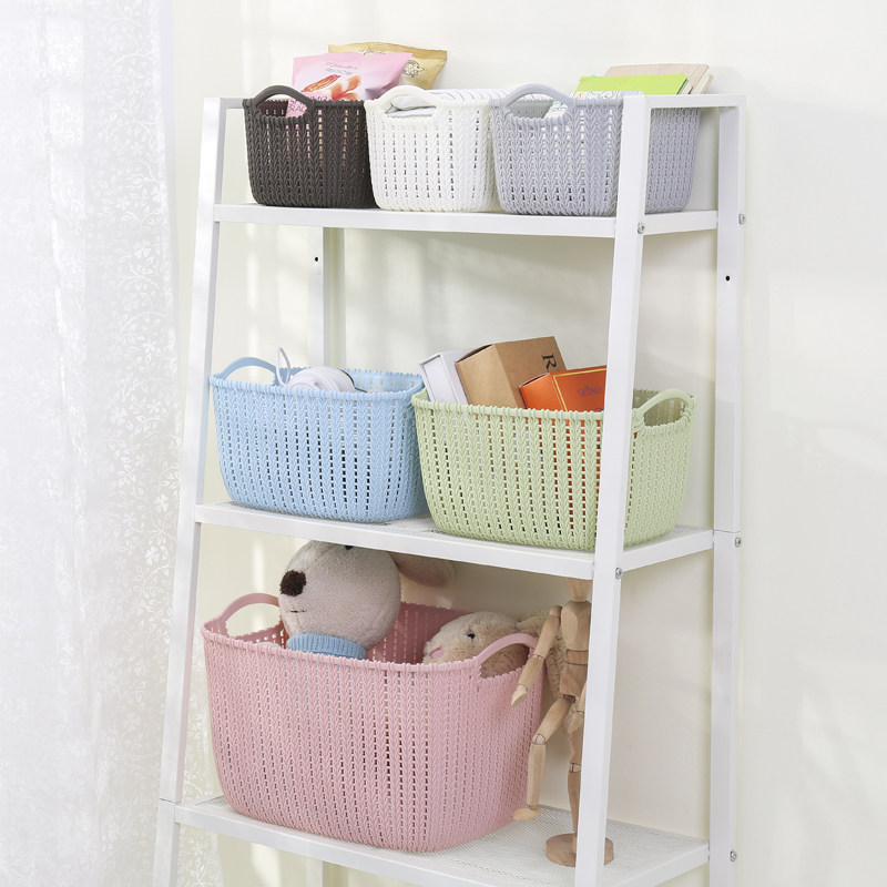 Plastic imitation rattan storage basket bath blue sundries snacks storage box storage basket desktop rack storage basket