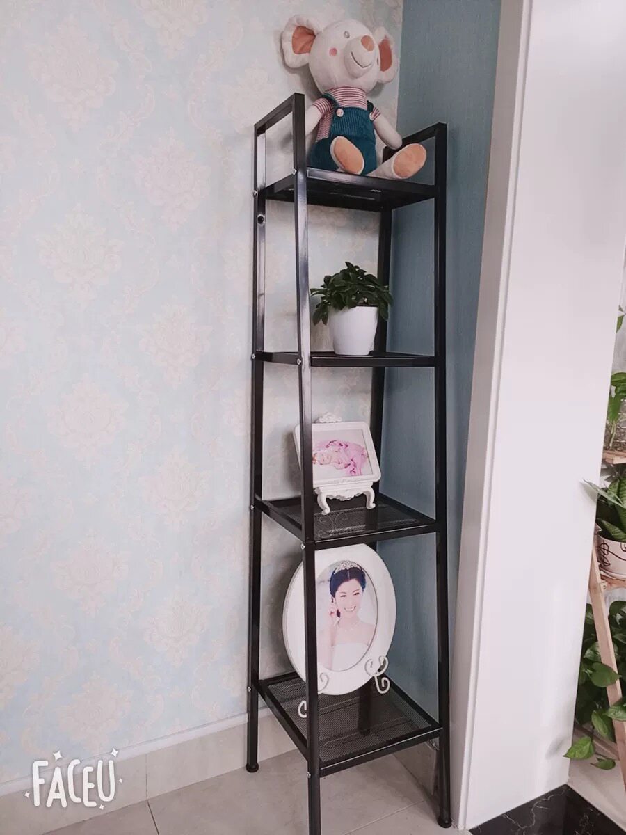 Nordic shelf floor-to-ceiling balcony flower shelf wrought iron bookshelf living room storage Nordic bedroom sundries storage shelf