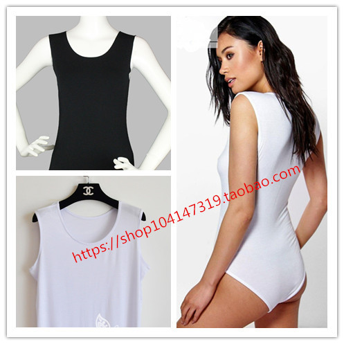 Adult Sleeveless Vest Women's Summer Slim Triangle Jumpsuit Waistcoat Wide Shoulder Pure Cotton Plus Size Round Neck Sling