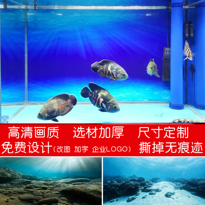 Fish tank hanging painting HD map custom three lakes cichlid stickers hot-selling landscaping underwater world self-adhesive does not leave glue