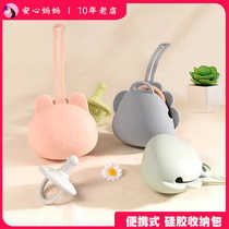 Cute large capacity pacifier dustproof storage box portable storage baby pacifier storage box silicone