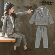 OGTO OGATU GIRLS SUIT 2020 SPRING ĐẦM MỚI NET RED AIR PLAID hai mảnh SET Childrens TÂY.