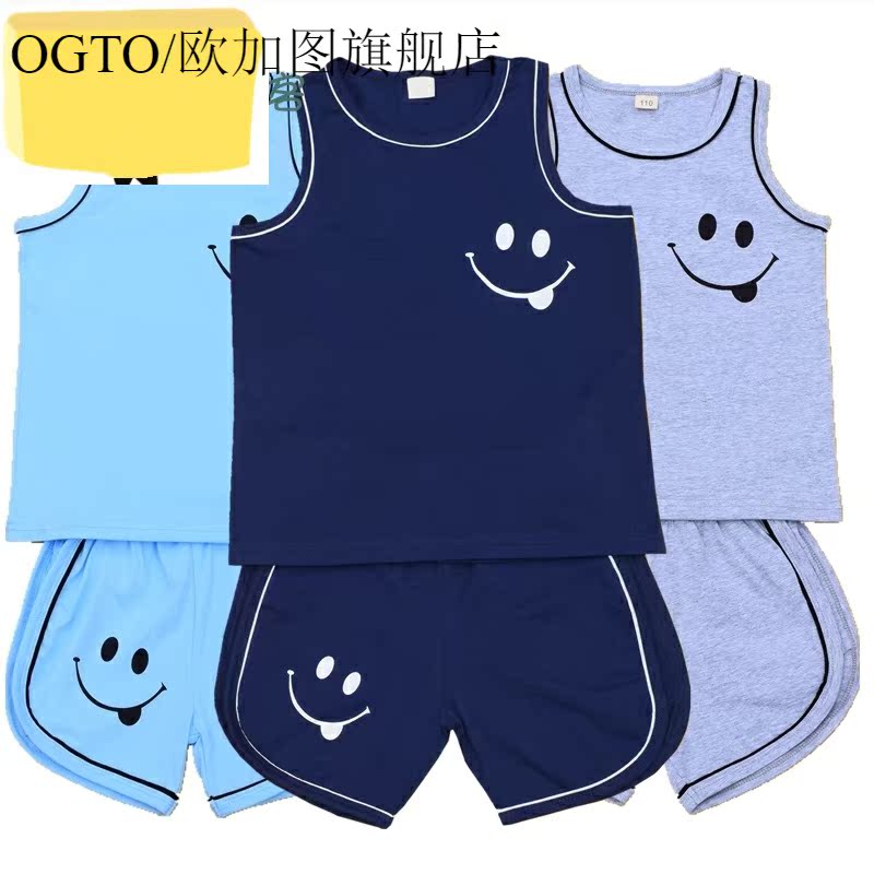 Childrens vest cậu bé mỏng chiếc váy mùa hè bé trẻ em thể thao ở phần tay áo bông lớn mùa hè hai bộ mà không có một bộ 2.