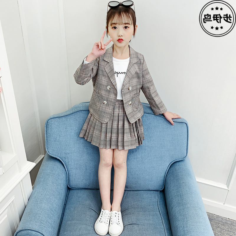 OGTO OGATU GIRLS SUIT SET trẻ em hai mảnh NHỎ SUIT PLEMED VÁY 2020 MỚI BIG BOY.