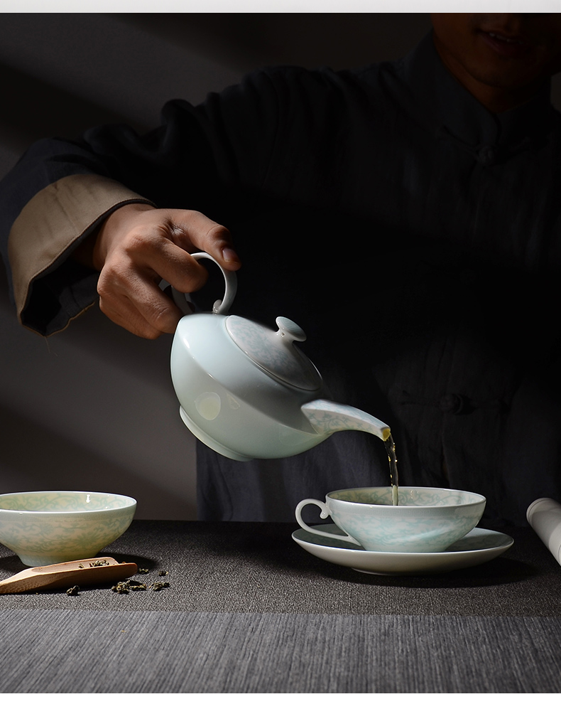 China celadon bing xin okho uh guano ceramic tea set kung fu tea set, ceramic coffee set