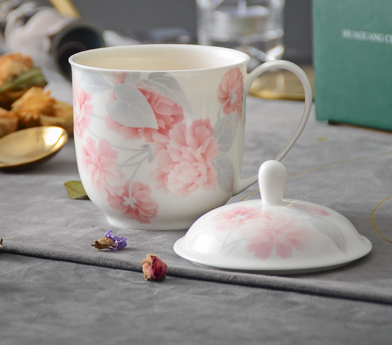 Romantic dawn ceramic cup with cover office meeting cups porcelain cup cup lid cup by hand