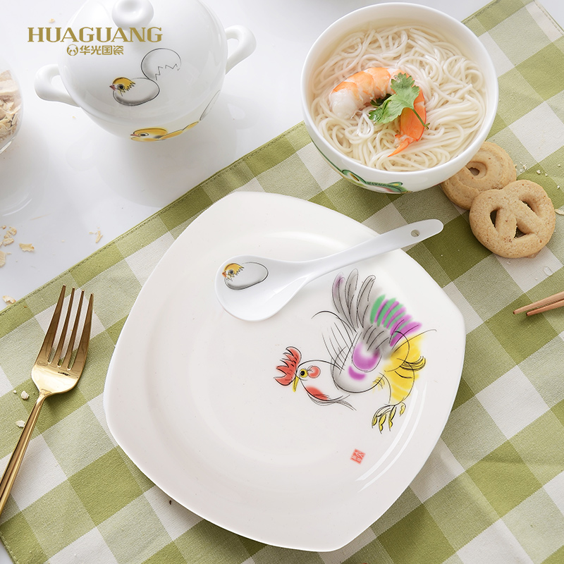 Uh guano ceramic ipads China tableware children cartoon creative illustrations baby special antibacterial ceramic tableware suit