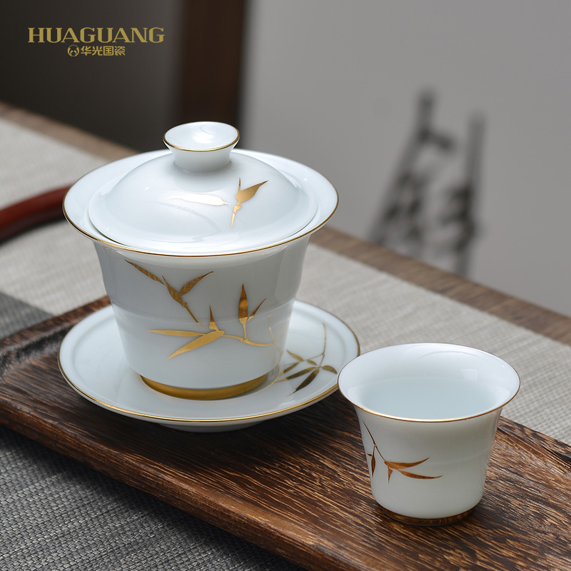 The porcelain tea set of ceramic tea set combination of Huang hua DE Jinzhu kung fu tea tea king