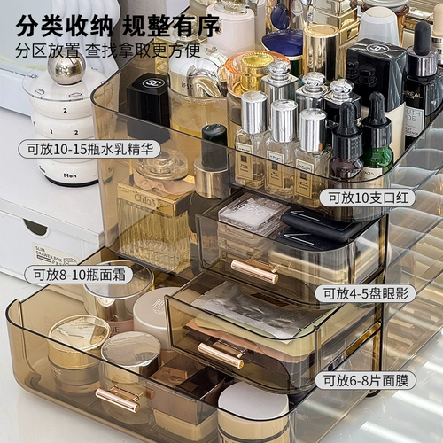 Косметическая настольная акриловая коробка для хранения, туалетный столик для ухода за кожей, помада, изысканный стиль