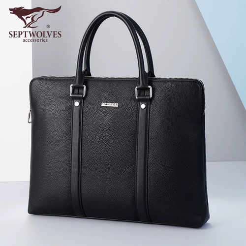 Septwolves, мужская сумка для отдыха, кожаный ноутбук, из натуральной кожи, воловья кожа, бизнес-версия