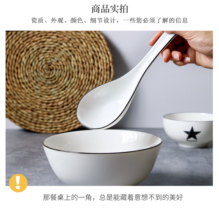 Ceramic tablespoons Japanese - style tableware soup pot pan spoon, long - handled spoon ladle porridge spoon, pure white big spoon, run out