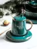 WUXIN Nordic mug ins Ceramic cup with lid spoon Creative personality trend Couple light luxury coffee cup
