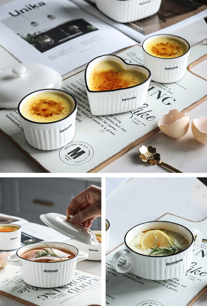 Wuxin ceramic creative shu she children steamed egg bake bowl dessert pudding cups oven for household utensils