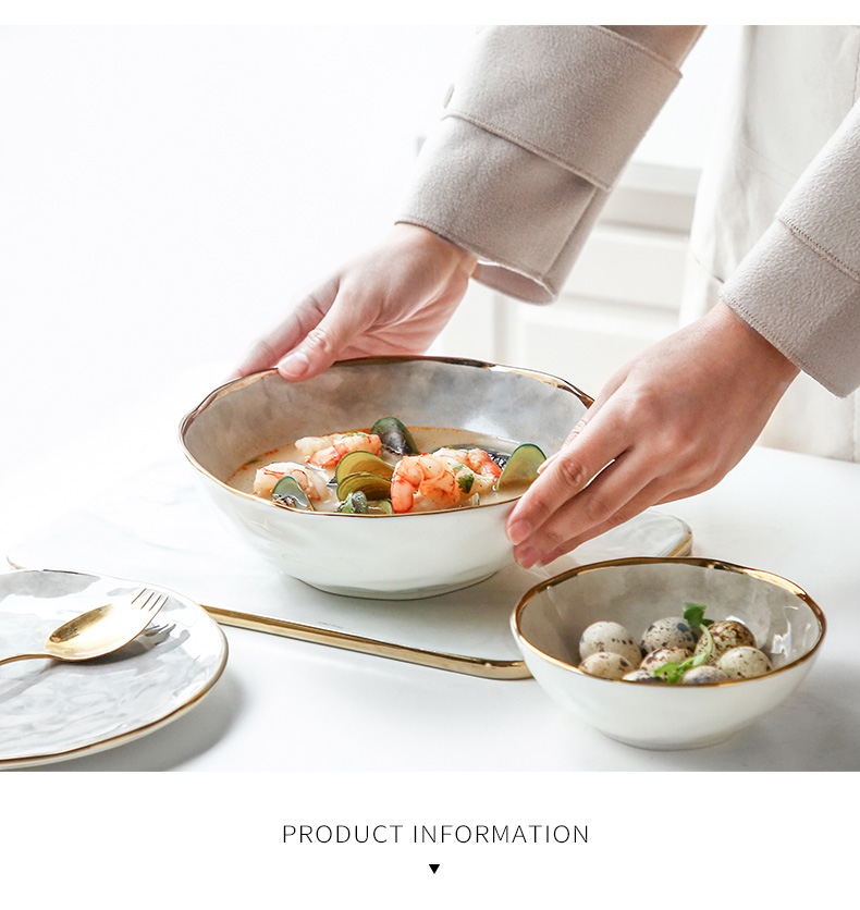 WUXIN light much salad bowl home eat rice bowl Nordic ins ceramic bowl plate tableware suit Japanese dishes