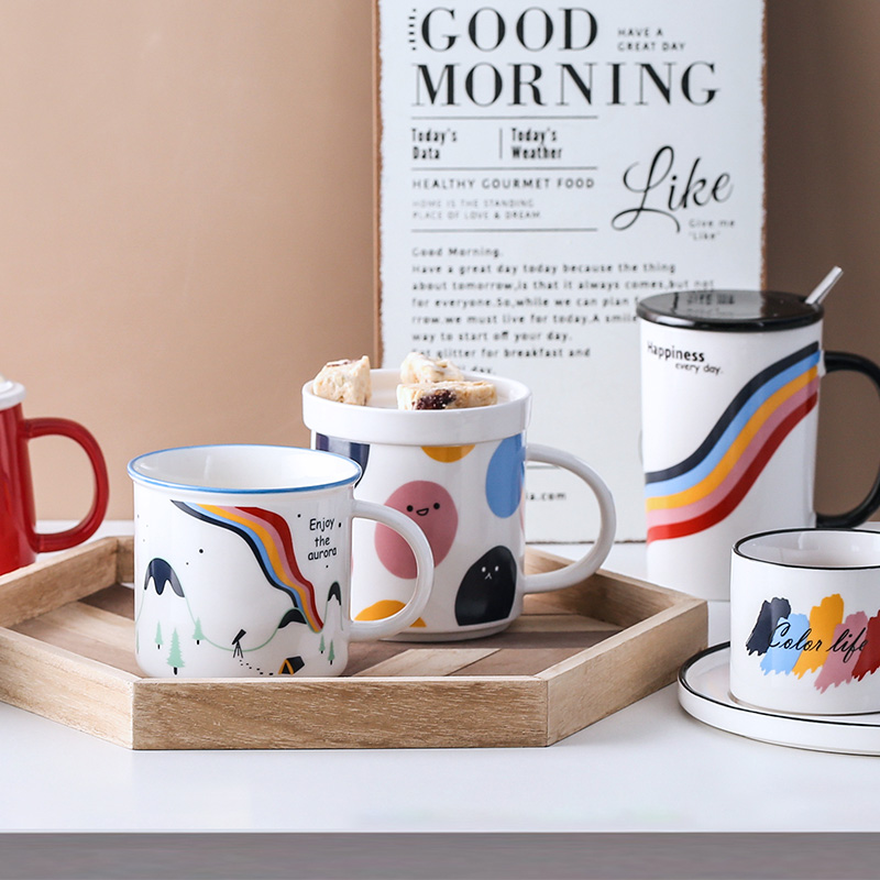 Christmas mark cup large capacity of creative move trend ceramic spoon girl breakfast coffee lovers cup with cover