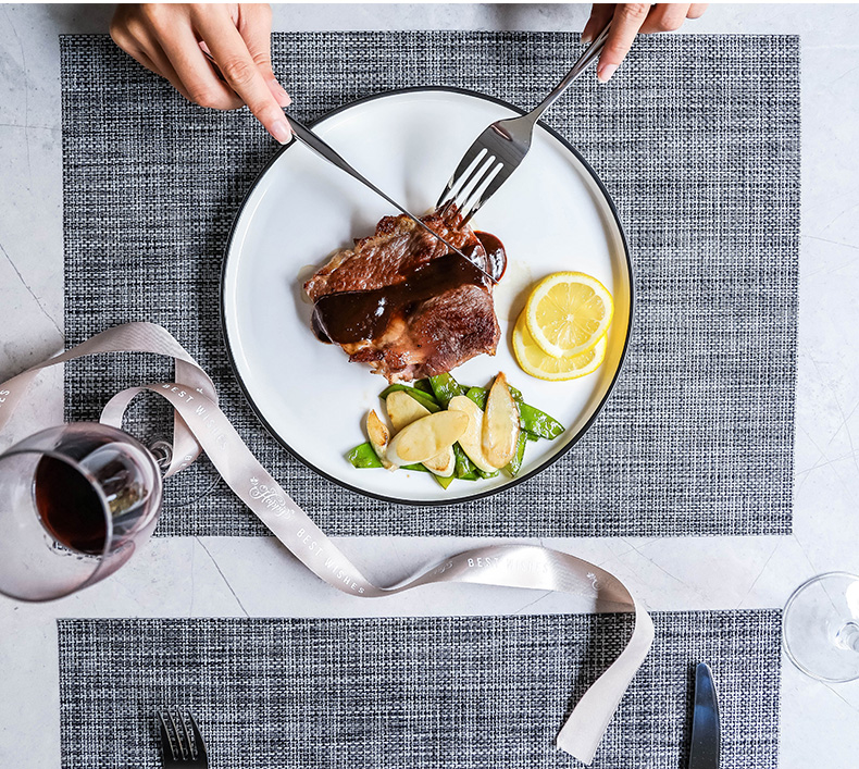 Steak knife and fork suit household couples continental plate creative full disc ceramic beefsteak