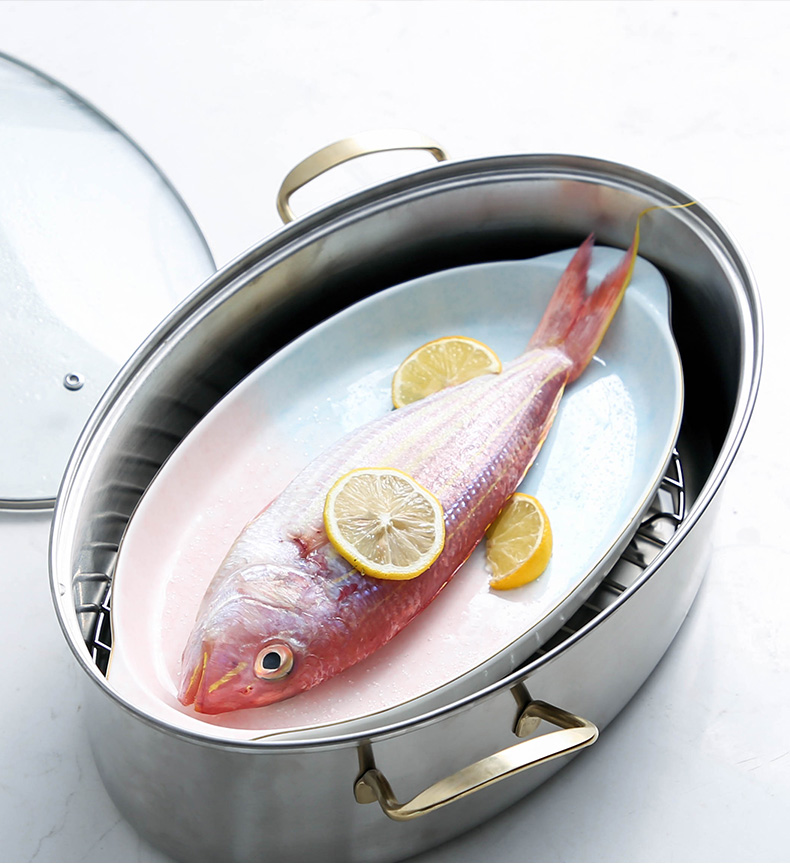 Ins web celebrity steamed fish dishes home new rectangle large creative Nordic light dishes ceramic dish of key-2 luxury