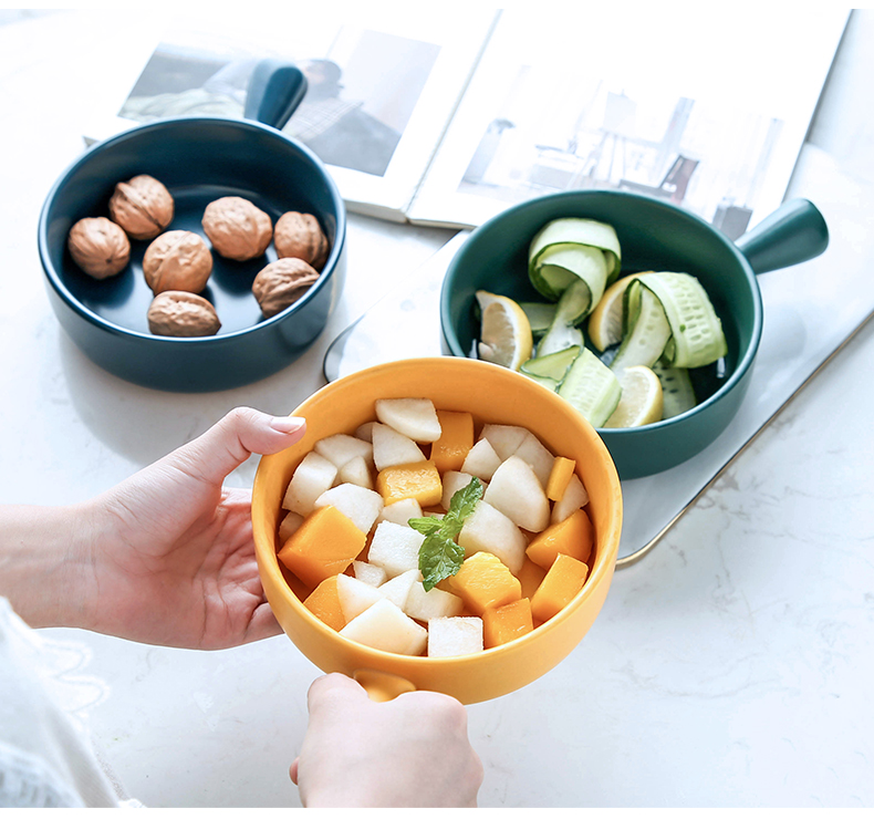 Nordic fruit salad dribbling handle oven creative breakfast special ceramic plate for FanPan home baking tray