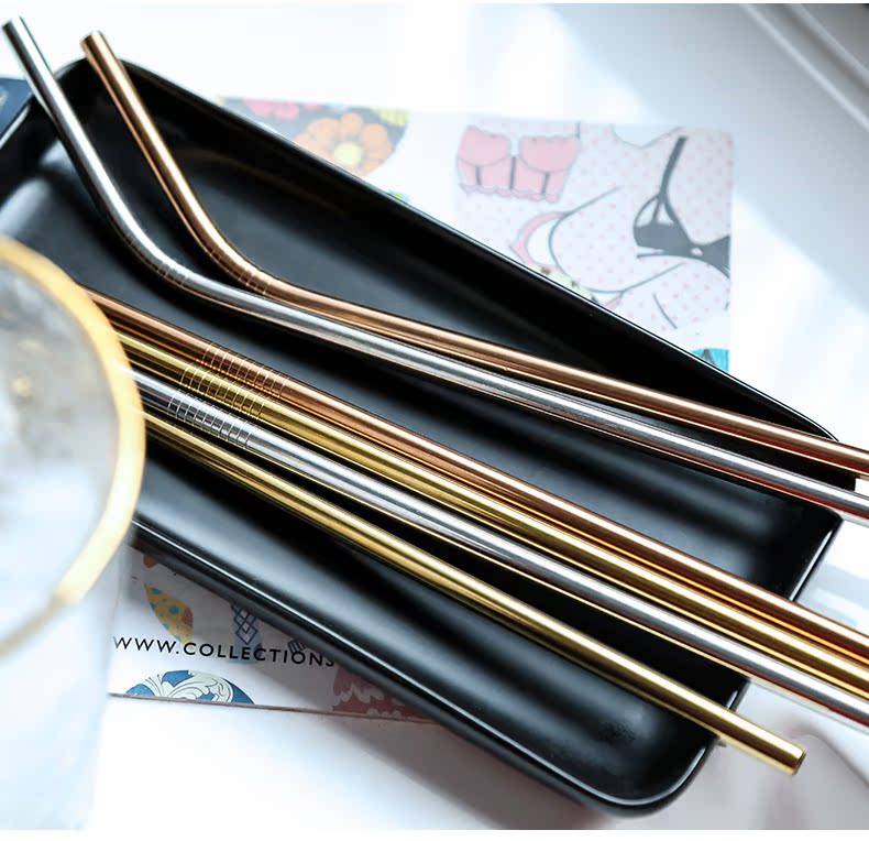 WUXIN web celebrity pearl milk tea straw thick creative stainless steel curved straw not one - time juice drinks milk