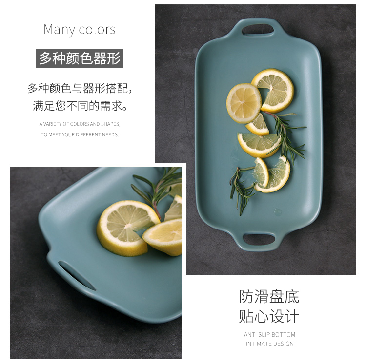 Plate ceramic household creative rectangular fish dish of continental Plate Plate tableware move for western dishes