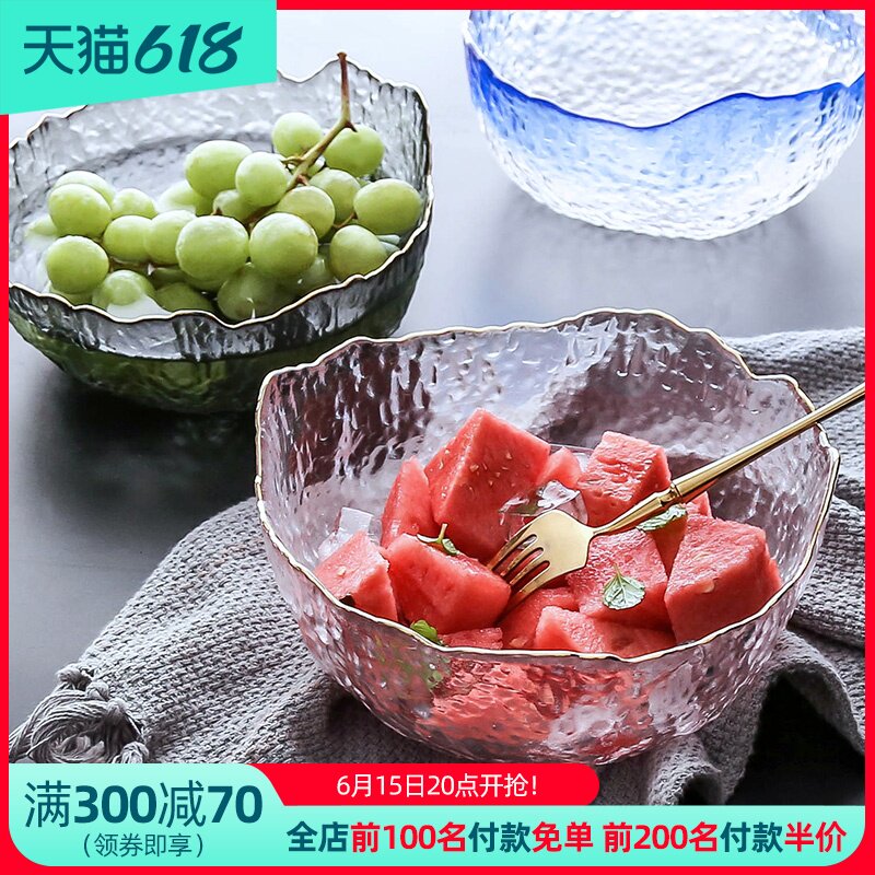 WUXIN Nordic Style Fruit Pan Living Room Home Crystal Glass Salad Bowl Fruit Basin Creative Modern Fruit Basket