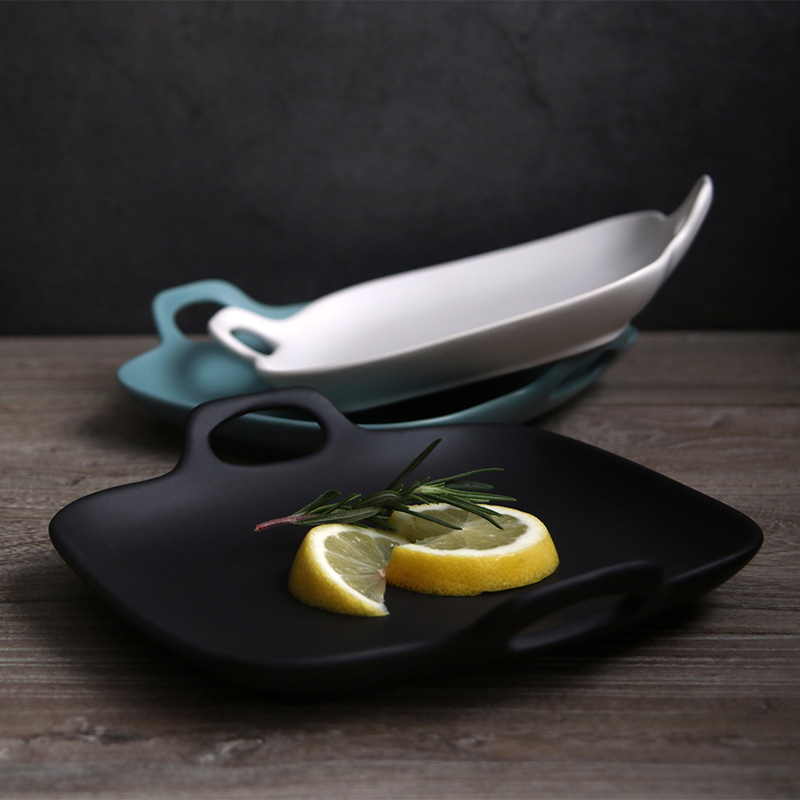 Plate ceramic household creative rectangular fish dish of continental Plate Plate tableware move for western dishes
