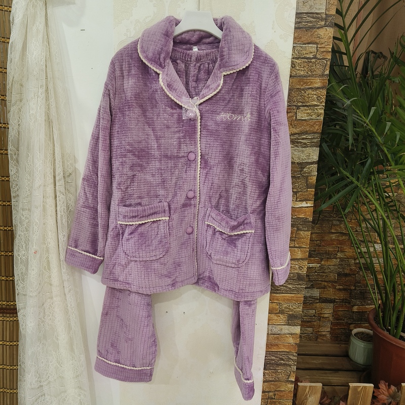 New Brand H~ Women's Winter Flannel Cardigan with Lapel, Warm Pajamas and Loungewear Set New Brand H~ Women's Winter Flannel Cardigan with Lapel, Warm Pajamas and Loungewear Set