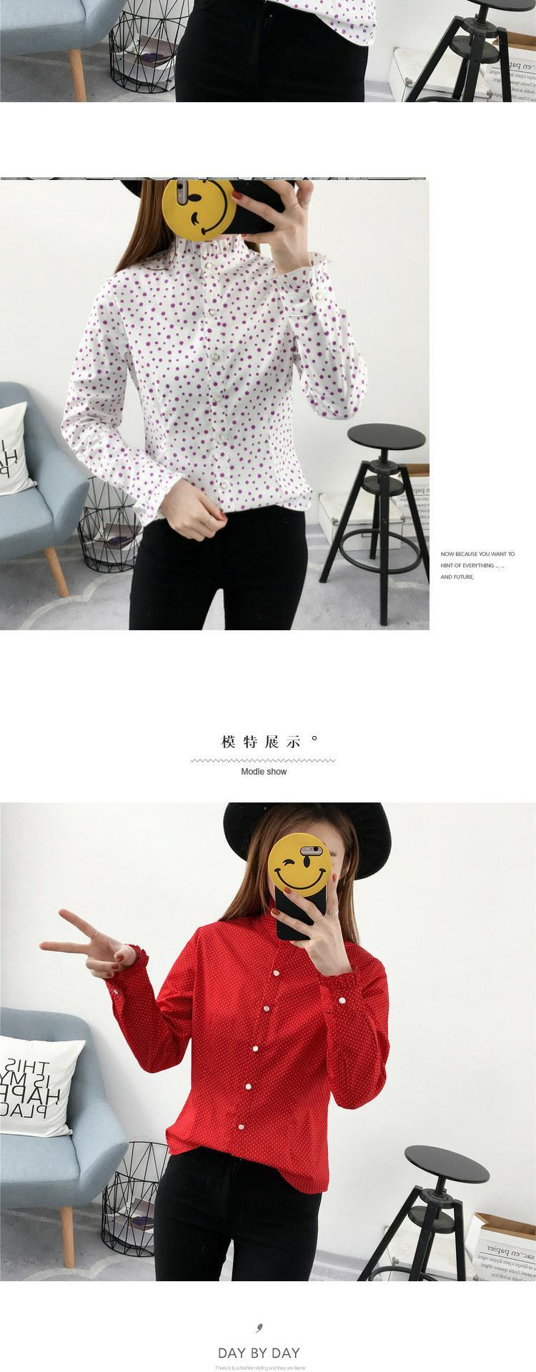Mùa xuân 2017 thu nhỏ mới áo sơ mi cotton hoa nữ dài tay Han Fan Wenyi áo sơ mi trắng mỏng mỏng chạm đáy sơ mi ngắn tay