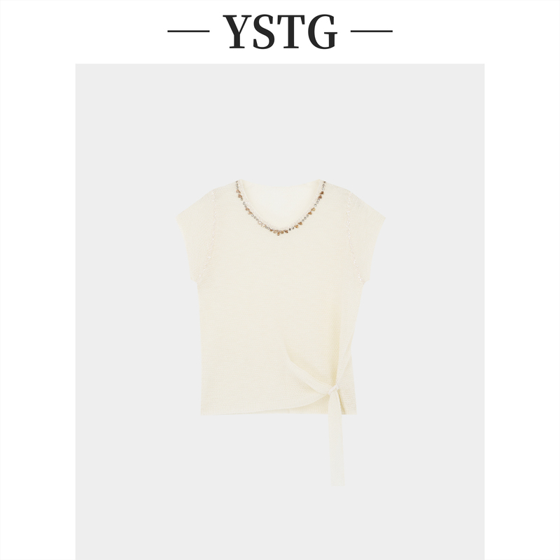 Ice Mist Soft Wave ~ 26 Spring/Summer Niche Side Knot Knit Top