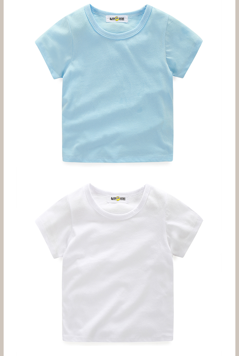Áo thun bé gái màu rắn tay ngắn cotton 18 mùa hè quần áo trẻ em nhỏ vừa lớn trẻ em cha mẹ con gái T tay áo trắng quần áo trẻ con