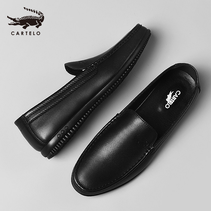 Crocodile Men's Shoes Genuine Leather 2022 New Summer Sloth Driving Shoes One Foot Pedal Lefu Casual Leather Shoes Men's Bean Shoes