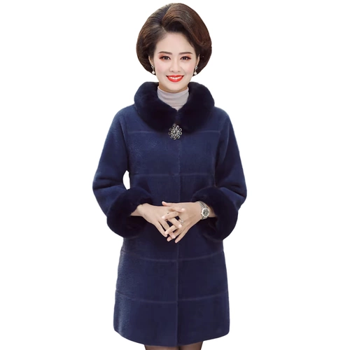 Пуховик для матери, бархатная куртка, зимнее шерстяное пальто, в западном стиле, средней длины, для среднего возраста, увеличенная толщина