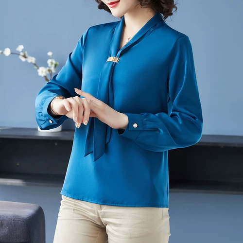 Весенняя шифоновая приятная телу рубашка для матери, 40 лет, в западном стиле, коллекция 2021, городской стиль