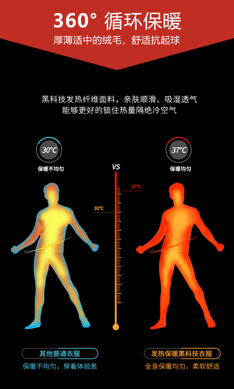 雅鹿 男士德绒弹力中高领保暖打底衫 图3