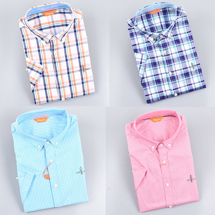 Biyinlefen Men's Thin Style Genuine Summer New Plaid Striped Business Casual Short-Sleeve Shirt Clearance Sale