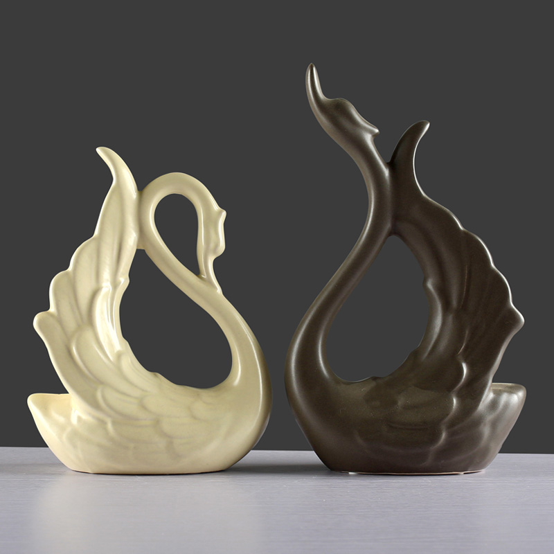Modern Nordic creative ceramic household restaurant wine ark, guest bedroom TV ark adornment feather swan furnishing articles