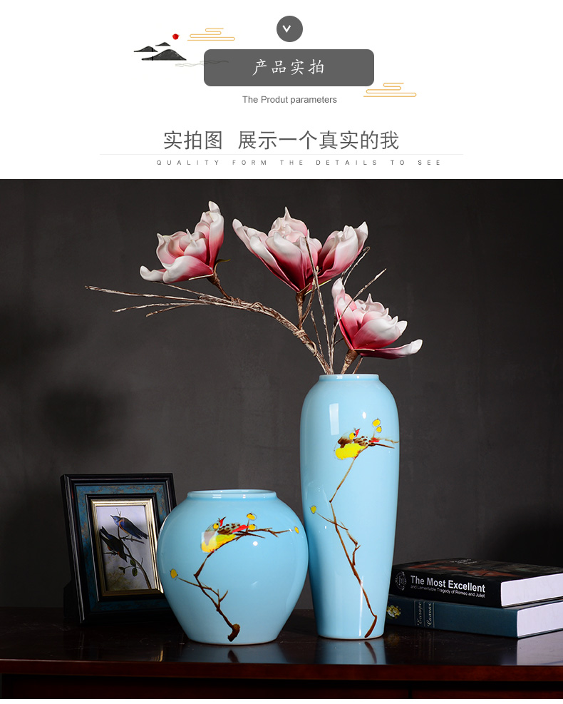 Beaming sitting room ins small fresh Chinese hand - made ceramic vase flower arranging dried flowers lucky bamboo vase furnishing articles