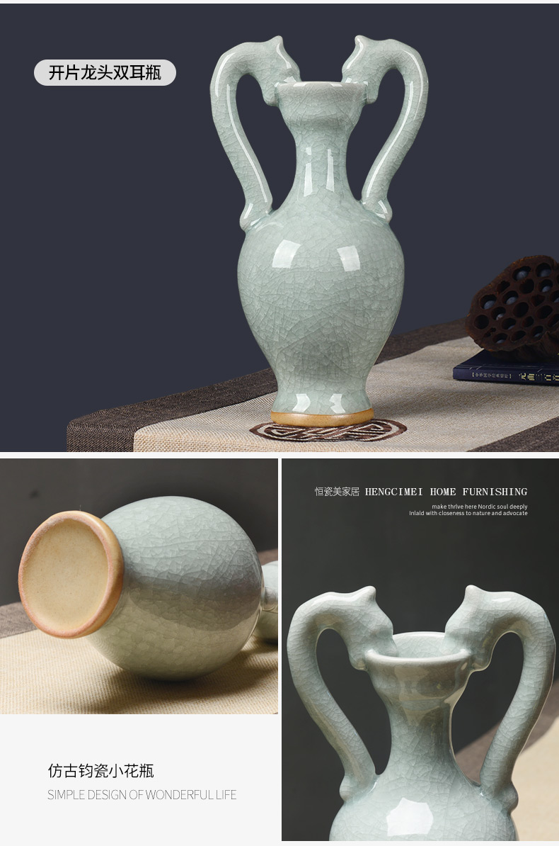 Jun porcelain slice open ears ruby red wine ark, adornment of jingdezhen ceramics vase Chinese domestic act the role ofing handicraft furnishing articles
