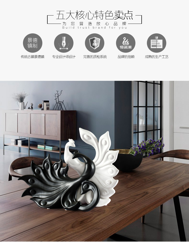 Creative decorations furnishing articles sitting room porch TV ark, large peacock wine ceramic art furnishing articles