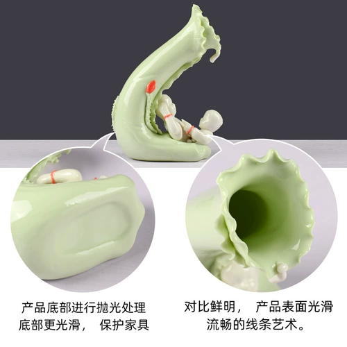 [Два маленьких предположения] Имитация нефрита лотоса листья вазы пара подарки подарки домашняя гостиная