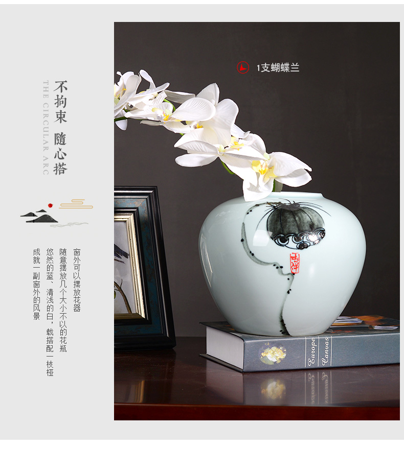 Contracted and I household ceramics large creative Chinese lotus vase dry flower flower arranging furnishing articles of zen sitting room adornment